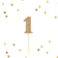 Set of 10 - Gold Glitter Number 1 One Year Old Cupcake Cake Picks, Baby First Birthday Cake Topper, Metallic Gold... N4