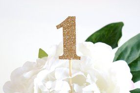 Set of 10 - Gold Glitter Number 1 One Year Old Cupcake Cake Picks, Baby First Birthday Cake Topper, Metallic Gold... N5