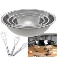 6 Piece Large Kitchen Mixing Prep Bowls and Whisk Utensil Set, Stainless Steel N6