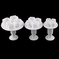 3Pcs Cake Flower Ball Decorate Sugar Sugarcraft Tool Cutter Loaf Fondant Plunger