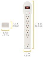 AmazonBasics 6-Outlet Surge Protector Power Strip, 790 Joule - White N4