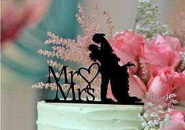 ShinyBeauty Mr And Mrs Cake-Topper,Custom Wedding Cake Topper (Design 12) N5