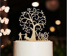 ShinyBeauty Mr And Mrs Cake-Topper,Custom Wedding Cake Topper (Design 12) N6