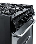 Summit TTM63027BKSW 24" wide gas range with sealed burners, stainless steel doors, and deluxe backguard; replaces... N4