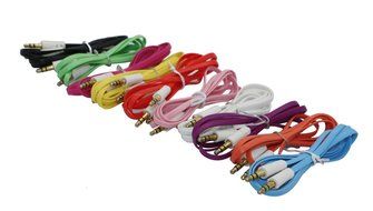 10 Pack of Flat 3.5mm Male to Male Car Stereo Jack AUX Cable for iPhone 4 4S 5 5S 6, Samsung Galaxy S3 S4 S5 Active... N4
