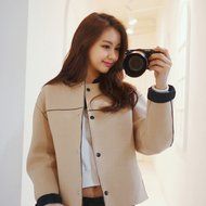 Spritech(TM) Women's Stand Collar Spacewadding Casual Long Sleeve Coat Jacket Khaki L N4