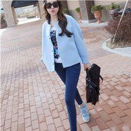 Spritech(TM) Women's Stand Collar Spacewadding Casual Long Sleeve Coat Jacket Khaki L N6