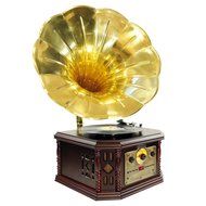 Pyle Turntable Record Player and Pre-Amplifier Package - PVNP4CD Vintage Phonograph Horn Turntable With CD, Cassette... N4