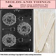 15TH Lolly numbers and letters Chocolate candy mold Molding Instruction+ 25 Lollipop sticks