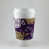 Reusable Cup Cozy, Coffee Sleeve, Insulated, Handmade, Purple