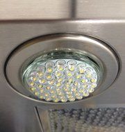 Kitchen Bath Collection ISL75A-LED Stainless Steel Island-Mounted Kitchen Range Hood with Arched Tempered Glass...