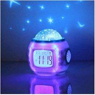 HM Music Star Projection Alarm Clock with Little Star Glow Night Light Projector N3