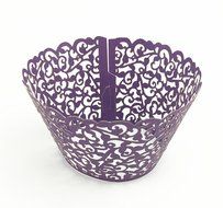 Yansanido 12 set pink Filigree Artistic Bake Little Vine Lace Laser Cut Cupcake Wrapper Cup Muffin Case Trays... N25