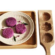 Wooden Moon Cake Steamed Pumpkin Pie Pasta Rice Cake Wooden Baking Mold (Three Mold) N2