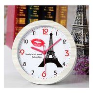 Elegant Desk and Table Alarm Clock Eiffel Tower and Red lips for Girls
