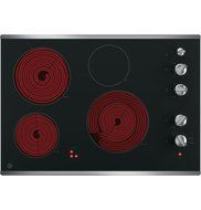 GE JP3530SJSS Built-In Knob Control Electric Cooktop, Black Ceramic Top with Stainless Steel Trim N2