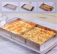 MorningRising 11-21" / 28cm-54cm Big Size Adjustable Rectangle Scalable Mousse Cake Ring Baking Mold Stainless...