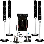 Acoustic Audio AAT1000 Tower 5.1 Speakers with USB Bluetooth Optical Input 2 Mics and 4 Extension Cables N2