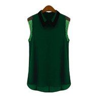 Banggood Gilrs Sleeveless Vintage Sheer Tops Lace Shirt Chiffon Blouse