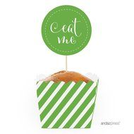 Andaz Press Party Favors Kit with Rectangle Mini Baking Loaf Pans and DIY Toppers, Eat Me, Pink, 12-Pack N28