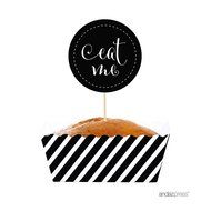 Andaz Press Party Favors Kit with Rectangle Mini Baking Loaf Pans and DIY Toppers, Eat Me, Pink, 12-Pack N31