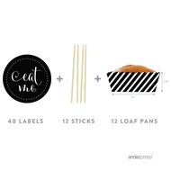 Andaz Press Party Favors Kit with Rectangle Mini Baking Loaf Pans and DIY Toppers, Eat Me, Pink, 12-Pack N32