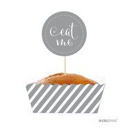 Andaz Press Party Favors Kit with Rectangle Mini Baking Loaf Pans and DIY Toppers, Eat Me, Pink, 12-Pack N33