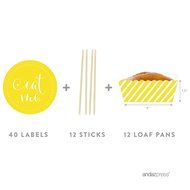 Andaz Press Party Favors Kit with Rectangle Mini Baking Loaf Pans and DIY Toppers, Eat Me, Pink, 12-Pack N34