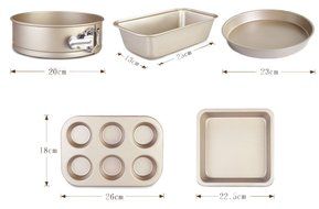 DIY Cake Pan Mold Decorating Kit Baking Pan Stainless Steel Non Stick Bakewear Set of 5 Pizza Tray Roasting Square...