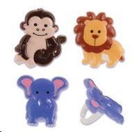 12 Zoo Animals Cupcake Ring Birthday Jungle Wild Elephant Monkey Lion