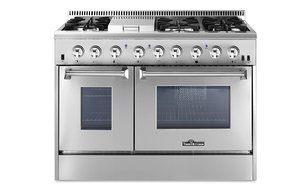 Thorkitchen HRD4803U 48" Freestanding Professional Style Dual Fuel Range with 4.2 and 2.5 cu. ft. Double Oven,...