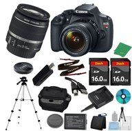 Canon EOS Rebel T5 DSLR with 18-55mm IS + 2pcs 16GB Memory Card + Camera Case + Memory Card Reader + Tripod +...