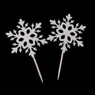 FENICAL Cupcake Toppers Toothpicks Snowflake Cupcake Topper Wedding Birthday Party Favor Cupcake Decorations 10pcs N7