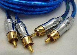 Crankin' Power Twisted Pair Dual Male RCA Blue Audio Patch Cable Cord, 3-Ft Shielded; AS-2236 N2