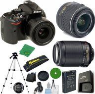 Nikon D5200 - International Version (No Warranty), 18-55mm f/3.5-5.6 DX VR, Nikon 55-200mm f4-5.6G VR, Tripod,...
