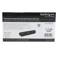 StarTech.com 2U Horizontal Finger Duct Rack Cable Management Panel with Cover CMDUCT2U Black N16