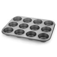 Nonstick Muffin Pan 12-Cup, PAMISO Reusable carbon steel Regular Muffin Pan, cupcake pans ,popover pan (Gray)
