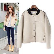 Spritech(TM) Women's Stand Collar Spacewadding Casual Long Sleeve Coat Jacket Khaki L N8