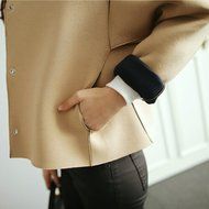 Spritech(TM) Women's Stand Collar Spacewadding Casual Long Sleeve Coat Jacket Khaki L N9