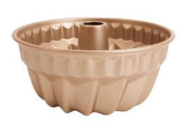 4 inch Savarin (Rum Baba) Cake Mould Champagne Gold Non-stick Convex Cylindrical Mold Pan (1, Bundt Pan)
