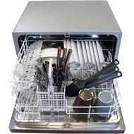 Sunpentown SD-2202S 6 Wash Cycles, Up to 8 Hours Delay Start Countertop Dishwasher, Delay Start, Silver Color