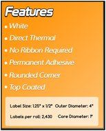 1 Inch Core - 1 x 1/2 Zebra Compatible Direct Thermal Labels 1 Roll for Zebra Desktop Printer GC420d GC420t GK420d...