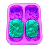 Hanperal 4 Cavity Silicone DIY Soap Mold Handmade Candle Mould Rectangular Mold with Angel Design N3