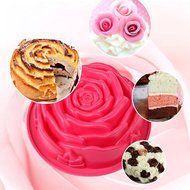 Ckeyin 9 Inch Rose Shaped Cake Pan Silicone Mold Cake Bakeware Baking Tool N2