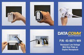 DataComm Electronics 45-0081-WH Recessed AV/HDMI Cable Conceal Plate with Dual Power Surge Suppressor N3