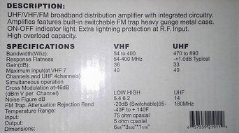 36DB Hdtv Booster Signal Amplifier VHF UHF FM with gain control digital RF connections 36 DB N2