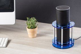 Speaker Stand for Amazon Echo, UE Boom and Other Models - Protect and Stabilize Alexa by Wasserstein (Bamboo) N11