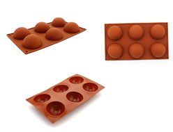 Zicome 6 Cavities Large Half Circle Silicone Delicate Chocolate Desserts, Ice Cream Bombes, Cakes, Soap Making...