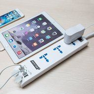 BESTEK 3 Universal Outlets Surge Protector Power Strip with 5.2A 4 USB Charging Ports N6