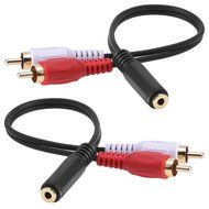 eBoot 3.5mm Female to 2 RCA Male Stereo Audio Y Cable Adapter 6 Inch, 2 Pack N2